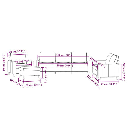 vidaXL 4-tlg. Sofagarnitur mit Kissen Creme Samt