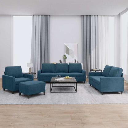 vidaXL 4-tlg. Sofagarnitur mit Kissen Blau Samt