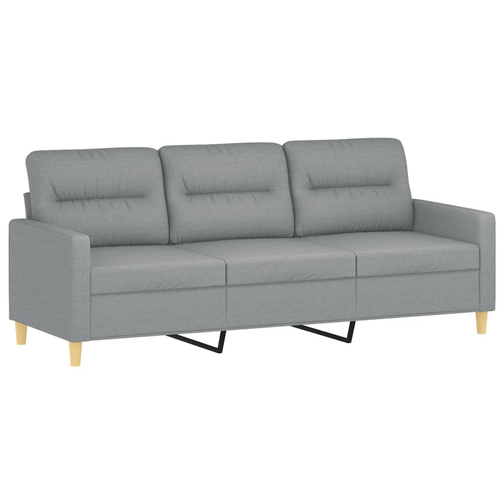 vidaXL 3-tlg. Sofagarnitur mit Kissen Hellgrau Stoff