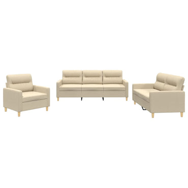 vidaXL 3-tlg. Sofagarnitur mit Kissen Creme Stoff