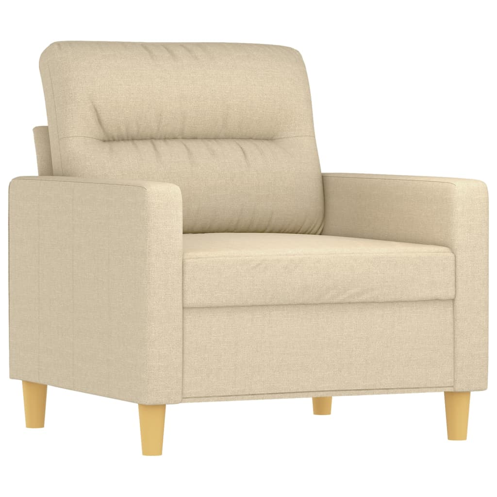 vidaXL 3-tlg. Sofagarnitur mit Kissen Creme Stoff