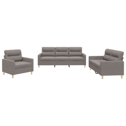 vidaXL 3-tlg. Sofagarnitur mit Kissen Taupe Stoff