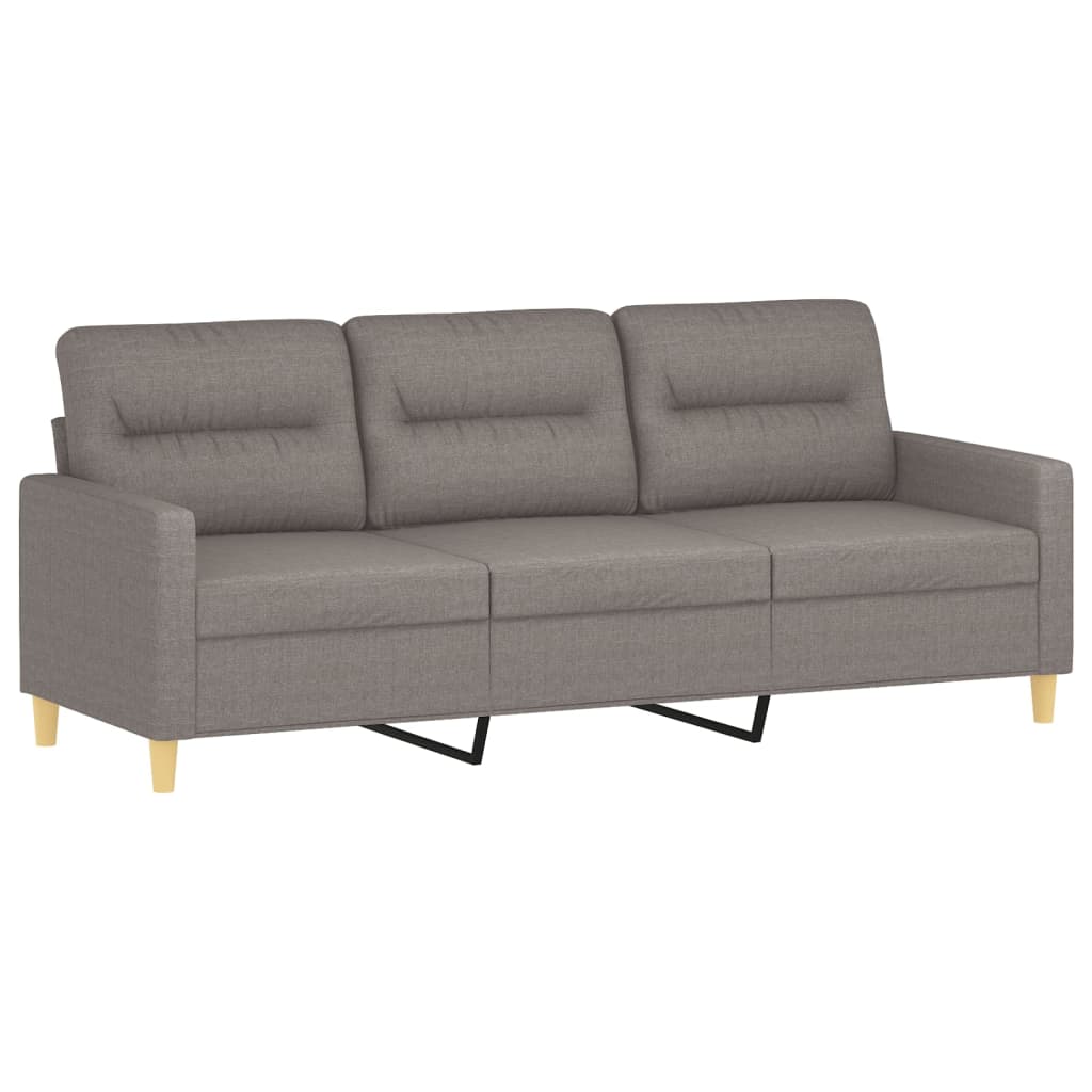 vidaXL 3-tlg. Sofagarnitur mit Kissen Taupe Stoff