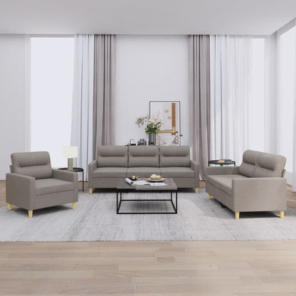 vidaXL 3-tlg. Sofagarnitur mit Kissen Taupe Stoff