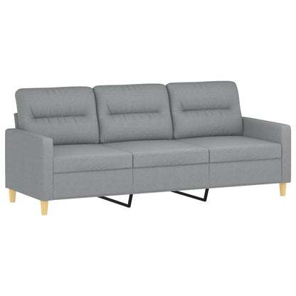 vidaXL 4-tlg. Sofagarnitur mit Kissen Hellgrau Stoff