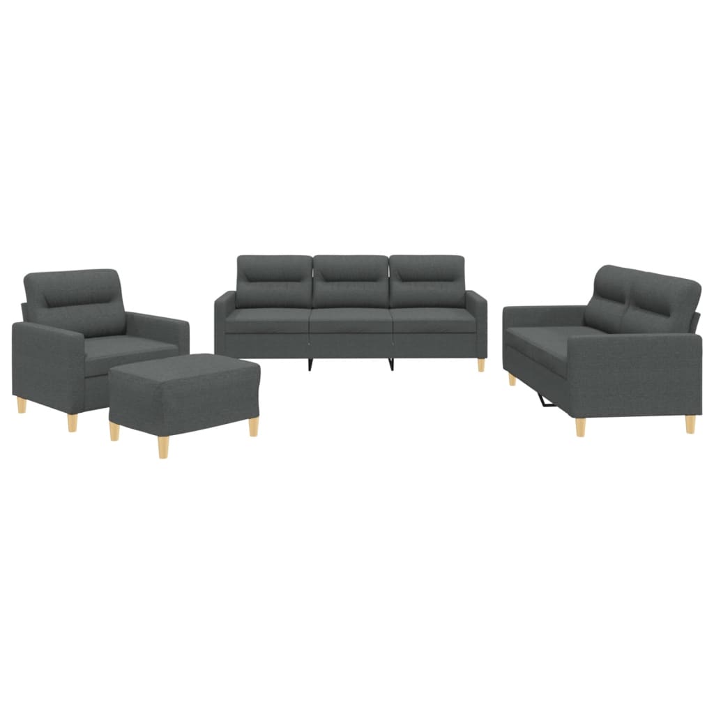 vidaXL Ensemble de canapés 4 pcs avec coussins Tissu Gris foncé