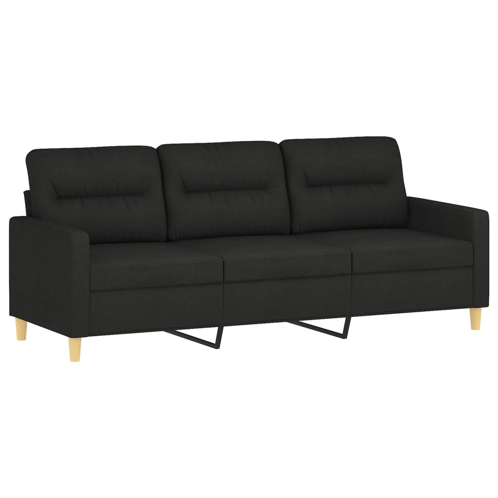 vidaXL 4-tlg. Sofagarnitur mit Kissen Schwarz Stoff