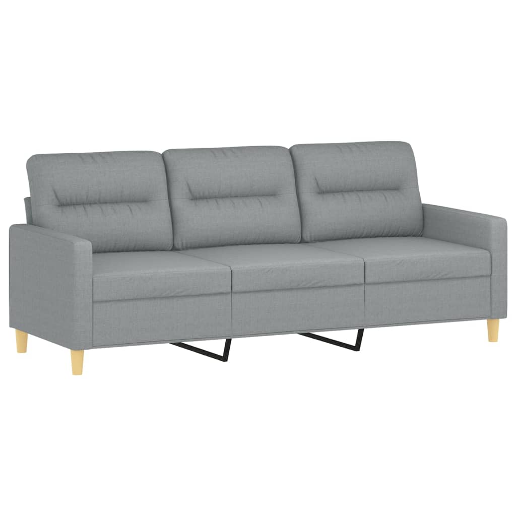 vidaXL 3-tlg. Sofagarnitur mit Kissen Hellgrau Stoff