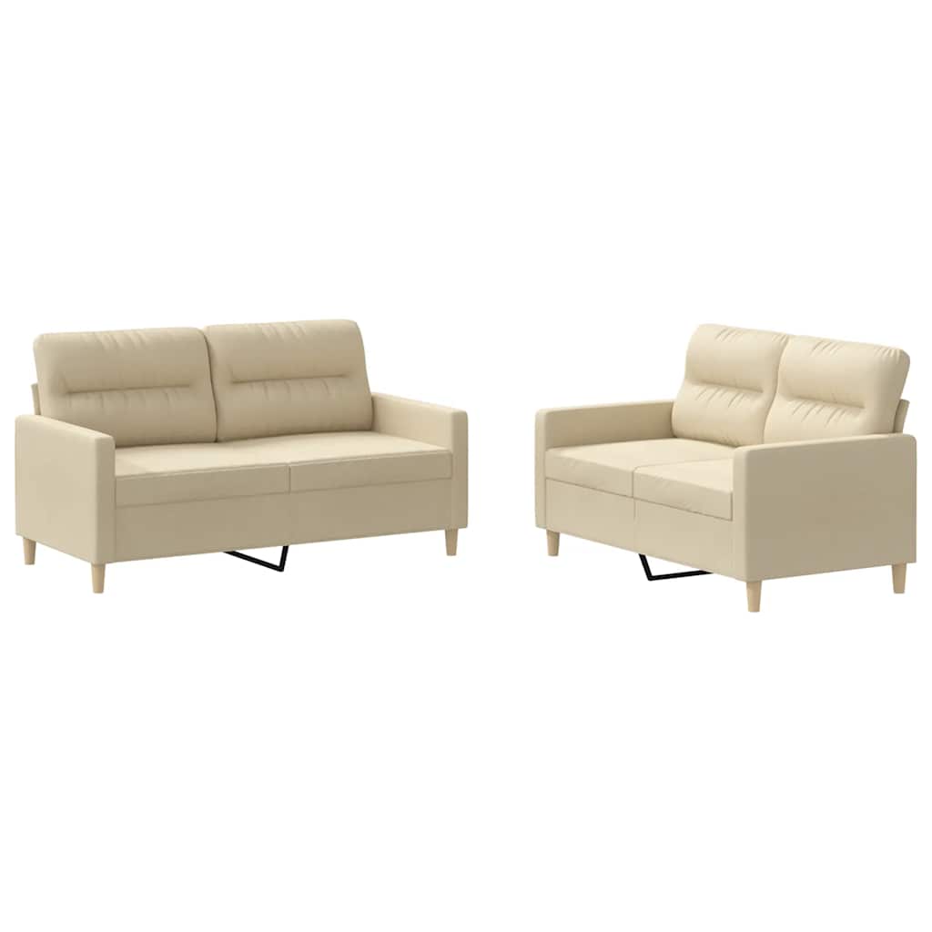 vidaXL Ensemble de canapés 2 pcs avec coussins Tissu Crème