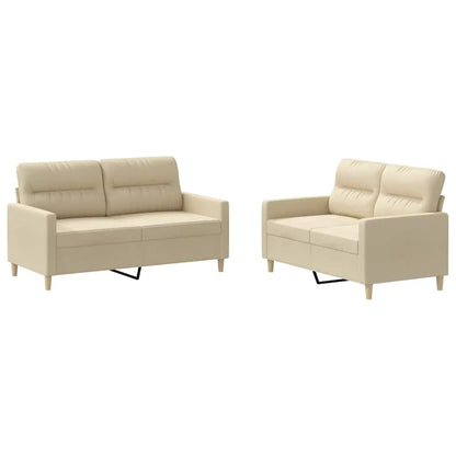 vidaXL Ensemble de canapés 2 pcs avec coussins Tissu Crème