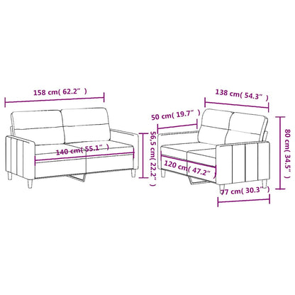vidaXL Ensemble de canapés 2 pcs avec coussins Tissu Crème