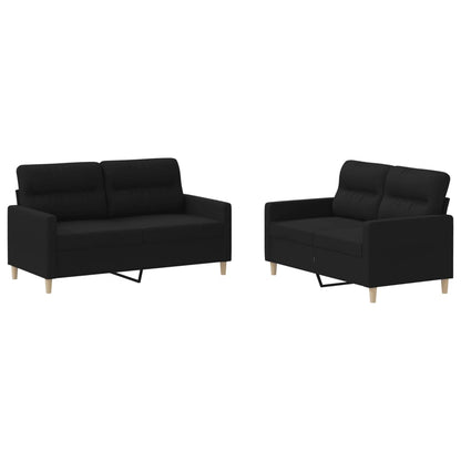 vidaXL Ensemble de canapés 2 pcs avec coussins Tissu noir