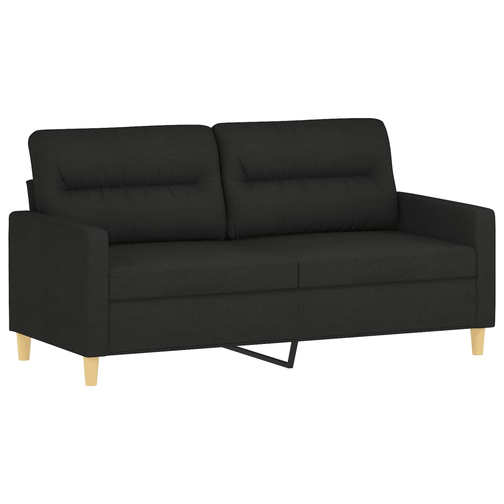 vidaXL Ensemble de canapés 2 pcs avec coussins Tissu noir