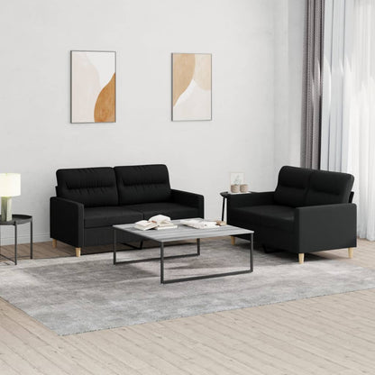 vidaXL Ensemble de canapés 2 pcs avec coussins Tissu noir