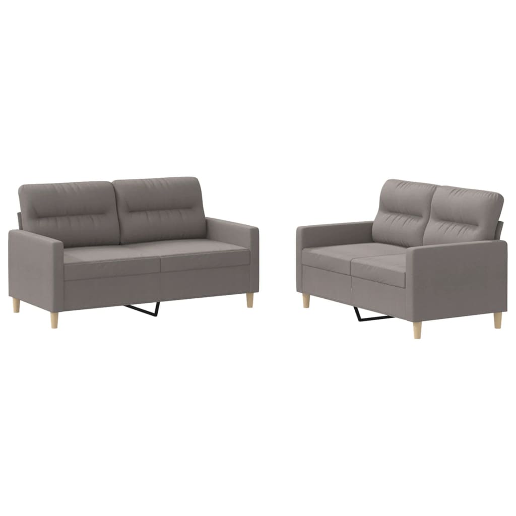 vidaXL 2-tlg. Sofagarnitur mit Kissen Taupe Stoff
