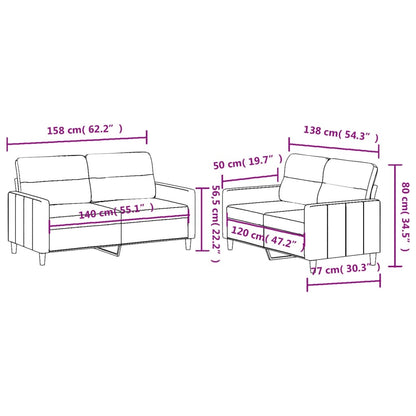 vidaXL 2-tlg. Sofagarnitur mit Kissen Taupe Stoff