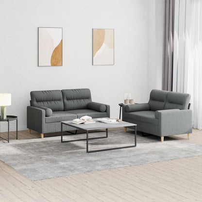 vidaXL Ensemble de canapés 2 pièces avec coussins Tissu Gris foncé