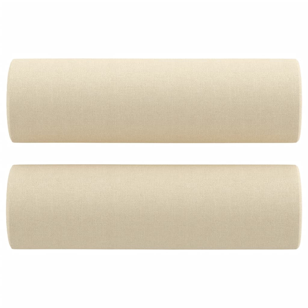 vidaXL 2-tlg. Sofagarnitur mit Kissen Creme Stoff