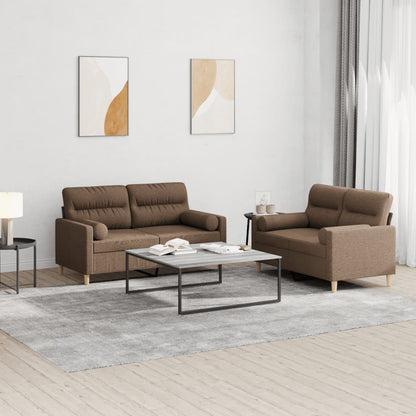 vidaXL Ensemble de canapés 2 pcs avec coussins Tissu Marron