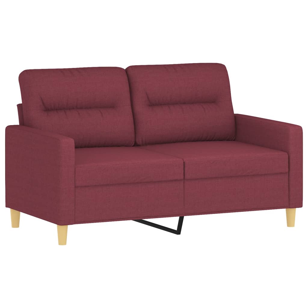vidaXL 2-tlg. Sofagarnitur mit Kissen Weinrot Stoff