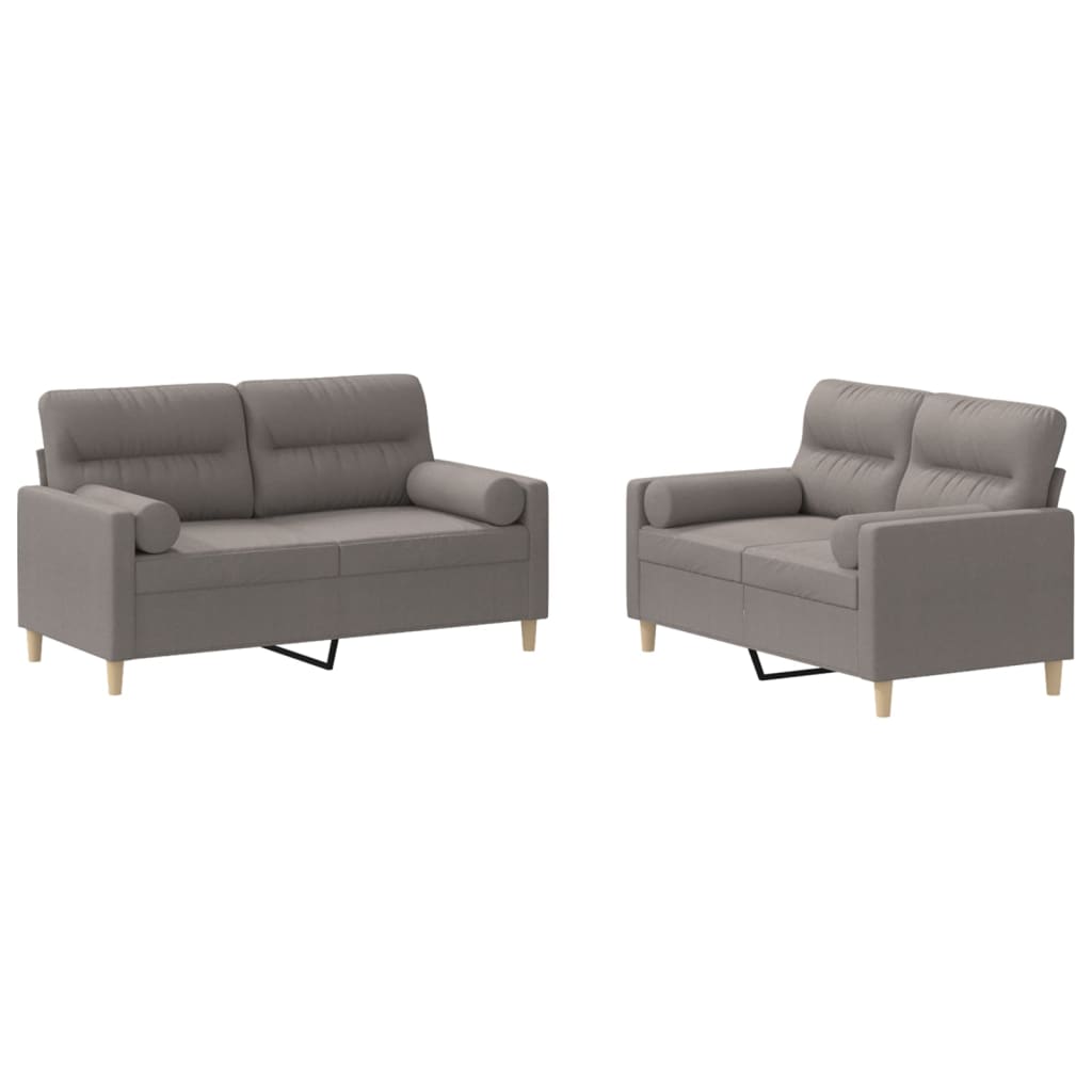 vidaXL 2-tlg. Sofagarnitur mit Kissen Taupe Stoff