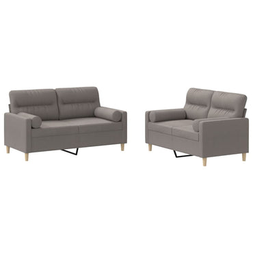 vidaXL 2-tlg. Sofagarnitur mit Kissen Taupe Stoff