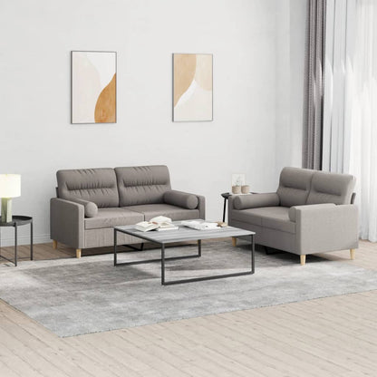 vidaXL 2-tlg. Sofagarnitur mit Kissen Taupe Stoff