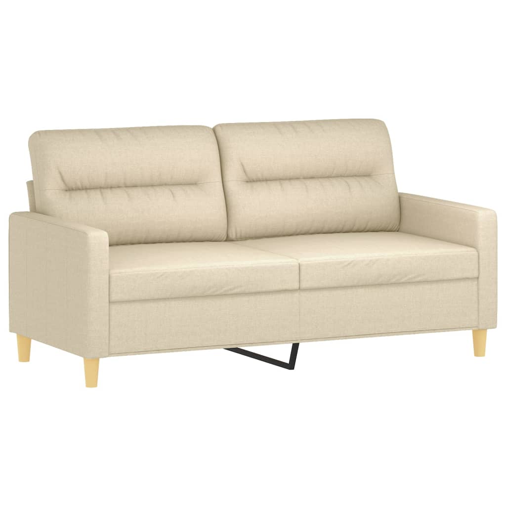 vidaXL 3-tlg. Sofagarnitur mit Kissen Creme Stoff