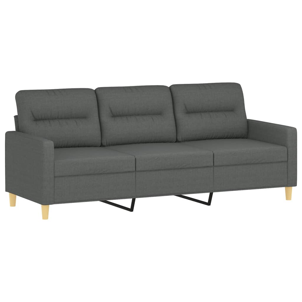 vidaXL 2-tlg. Sofagarnitur mit Kissen Dunkelgrau Stoff