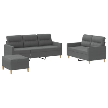 vidaXL 3-tlg. Sofagarnitur mit Kissen Dunkelgrau Stoff