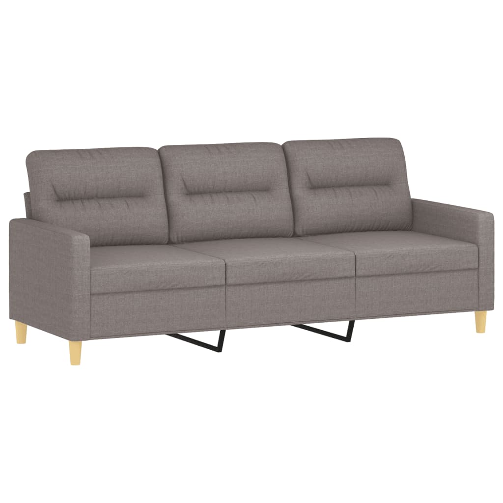 vidaXL 3-tlg. Sofagarnitur mit Kissen Taupe Stoff