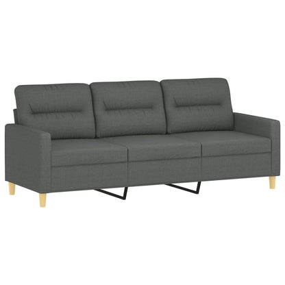 vidaXL 2-tlg. Sofagarnitur mit Kissen Dunkelgrau Stoff