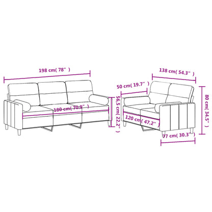 vidaXL 2-tlg. Sofagarnitur mit Kissen Braun Stoff