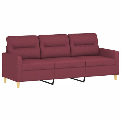 vidaXL 2-tlg. Sofagarnitur mit Kissen Weinrot Stoff