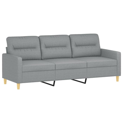 vidaXL 3-tlg. Sofagarnitur mit Kissen Hellgrau Stoff