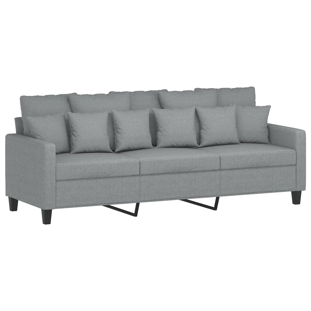 vidaXL 3-tlg. Sofagarnitur mit Kissen Hellgrau Stoff