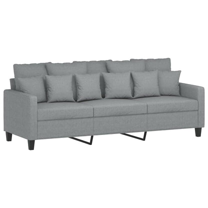 vidaXL 3-tlg. Sofagarnitur mit Kissen Hellgrau Stoff