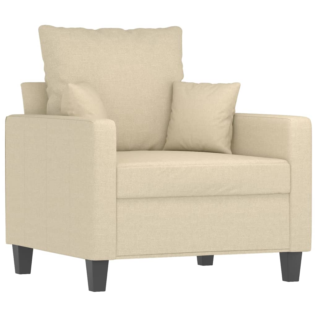 vidaXL 3-tlg. Sofagarnitur mit Kissen Creme Stoff