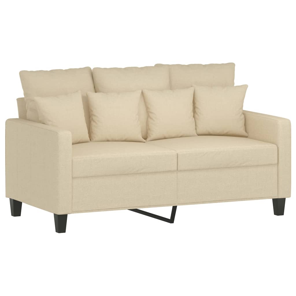 vidaXL 3-tlg. Sofagarnitur mit Kissen Creme Stoff