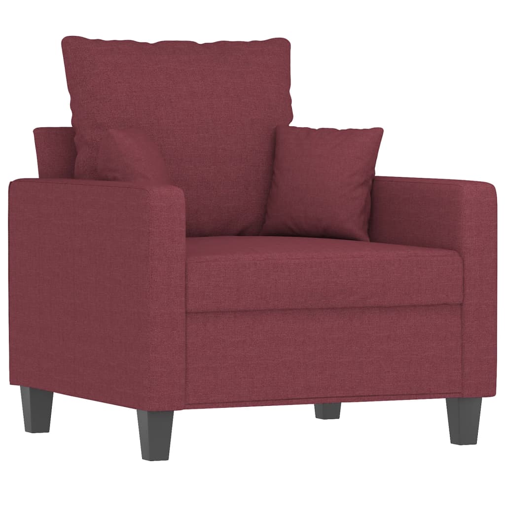 vidaXL 3-tlg. Sofagarnitur mit Kissen Weinrot Stoff