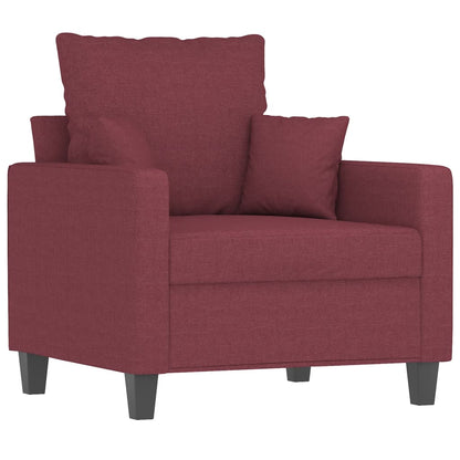 vidaXL 3-tlg. Sofagarnitur mit Kissen Weinrot Stoff