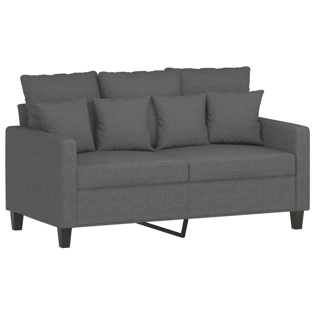 vidaXL 4-tlg. Sofagarnitur mit Kissen Dunkelgrau Stoff