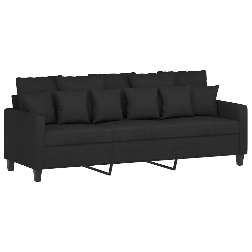 vidaXL 4-tlg. Sofagarnitur mit Kissen Schwarz Stoff