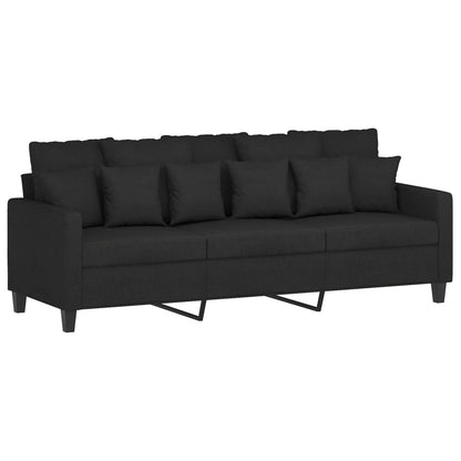 vidaXL 4-tlg. Sofagarnitur mit Kissen Schwarz Stoff