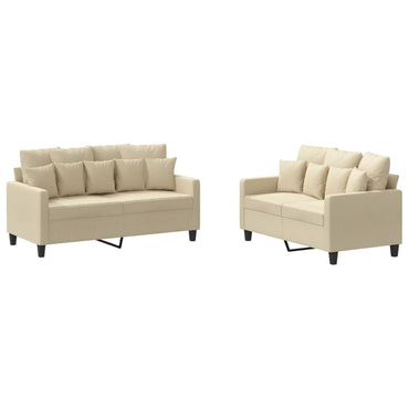 vidaXL Ensemble de canapés 2 pcs avec coussins Tissu Crème