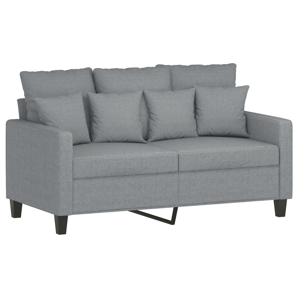 vidaXL 3-tlg. Sofagarnitur mit Kissen Hellgrau Stoff