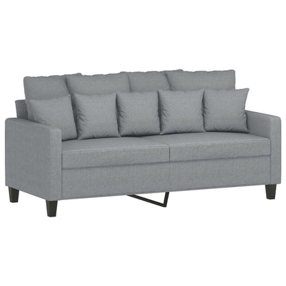 vidaXL 3-tlg. Sofagarnitur mit Kissen Hellgrau Stoff