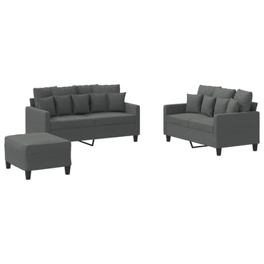 vidaXL 3-tlg. Sofagarnitur mit Kissen Dunkelgrau Stoff