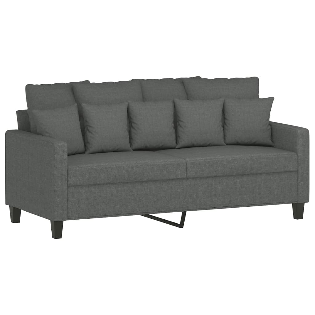 vidaXL Ensemble de canapés 3 pcs avec coussins Tissu Gris foncé