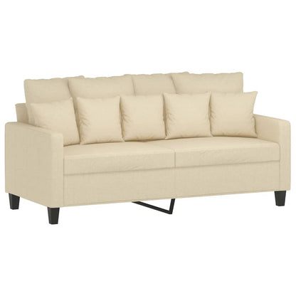 vidaXL 3-tlg. Sofagarnitur mit Kissen Creme Stoff